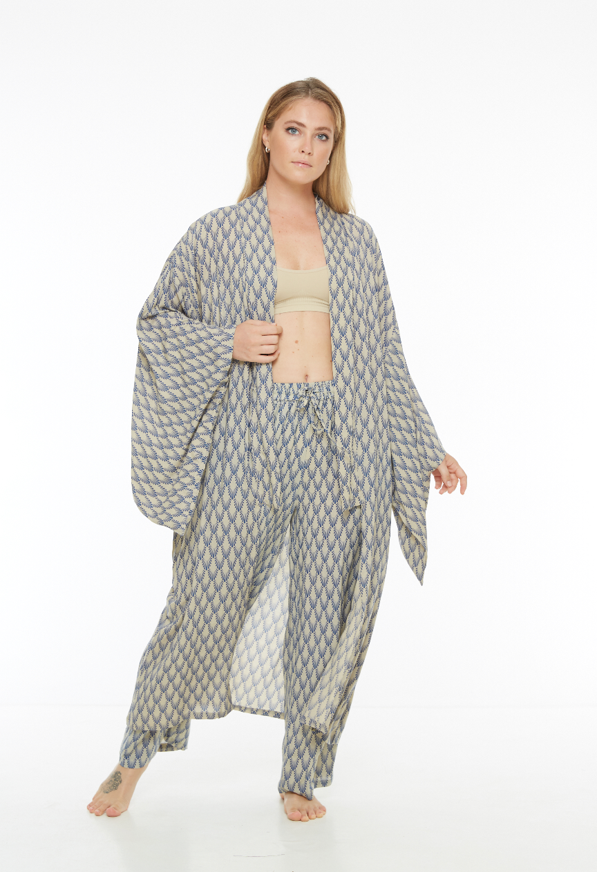 Kimono unisex BLUE FEATHERS