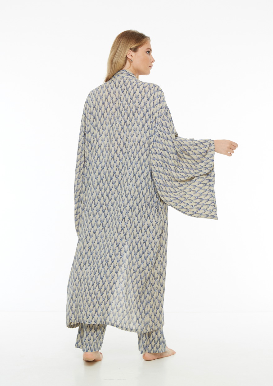 Kimono unisex BLUE FEATHERS