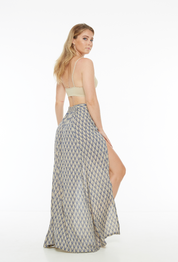 Skirt LILY maxi BLUE FEATHERS