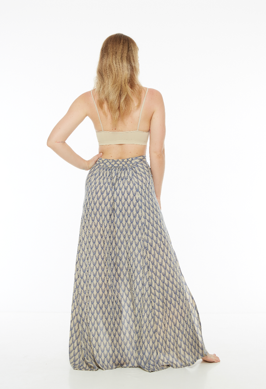 Skirt LILY maxi BLUE FEATHERS
