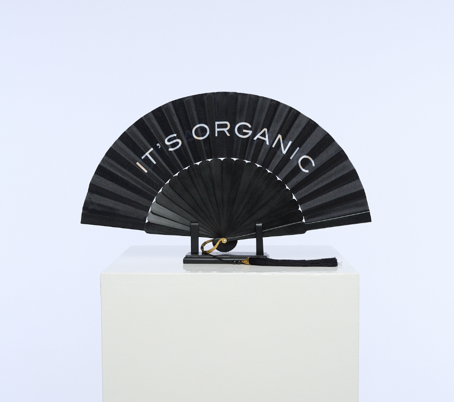 Two sides hand fan DON'T PANIC / IT'S ORGANIC